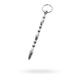 Silver Metal Beaded Urethral Plug W Ring  & Ball Toys
