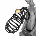 40 / 45 50Mm Lockable Black Cock Ring Stainless Steel Chastity Device Cage