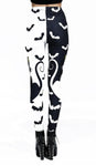 Printed Leggings Cat Bat Black White Gothic Harajuku Kawaii Pants Women
