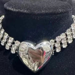 Veile Studios Fashionable Multi Layer Heart Crystal Inlaid Necklace Luxury Choker Jewelry Necklaces & Pendants