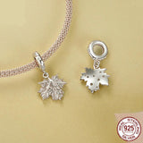 Bracelets Veile Studios Silver Charm Original Maple Leaf Pendant S925 Bracelet Beads Decoration