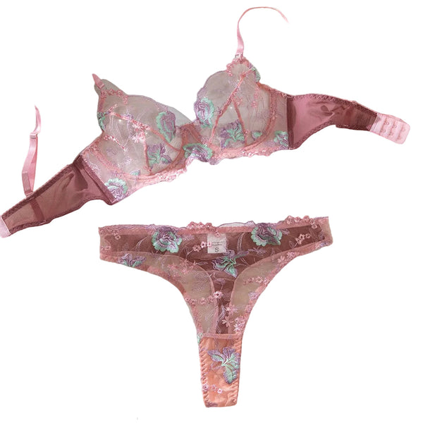 Lace Embroidery Women's Bra Flower Advanced Craft Steel Ring Gathered  Lingerie Set Bras & Bra Sets