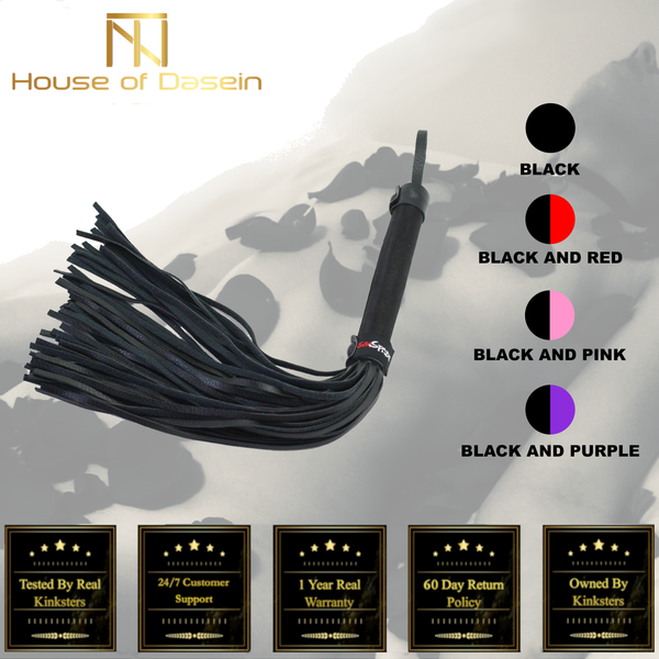 Satin And Faux Leather Flogger  Spanking Impact Play Fetish Floggers