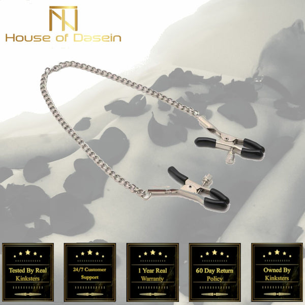 Metal Nipple Clamps With Chains   Beginners Fetish Kink Nipple & Clitoral Toys