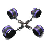 Purple Satin Restraints Set Ankle Wrist Cuffs Blindfold Bdsm Toy Kit