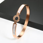 Veile Studios White Shell Roman Numeral Bangles And Bracelet With Natural Zircon Material Bracelets