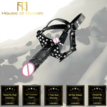 Double Black Dildo Mouth Gag Head Harness Pegging Strap On Bdsm Restraints