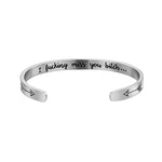 House Of Dasein C Shaped Opening Bracelet Handicraft Creative Engraving I Fucking Miss You Bitch Fetish Shirts & Tops