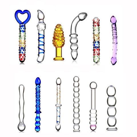 12 Styles Dildo Smooth Glass Anal Beads Double Ended Dong Butt Plug