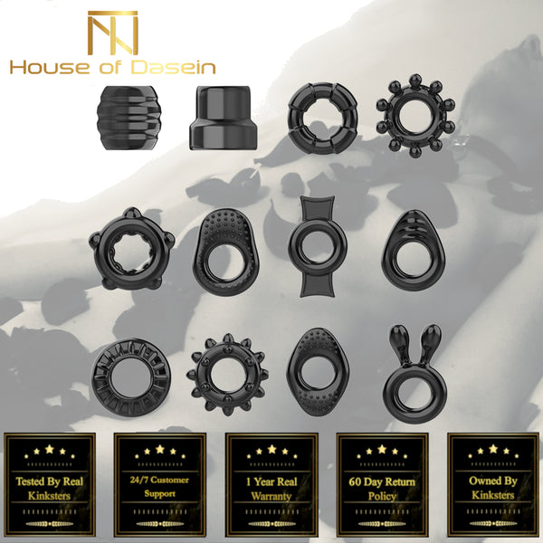 12 / Pcs Stretchy Black  Sleeves Men Ejaculation Delay  Rings