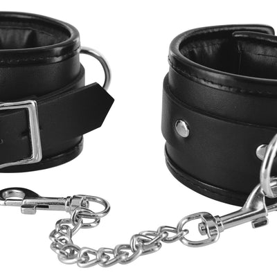 Locking Padded Wrist Cuffs With Chain Cuffs & Shackles