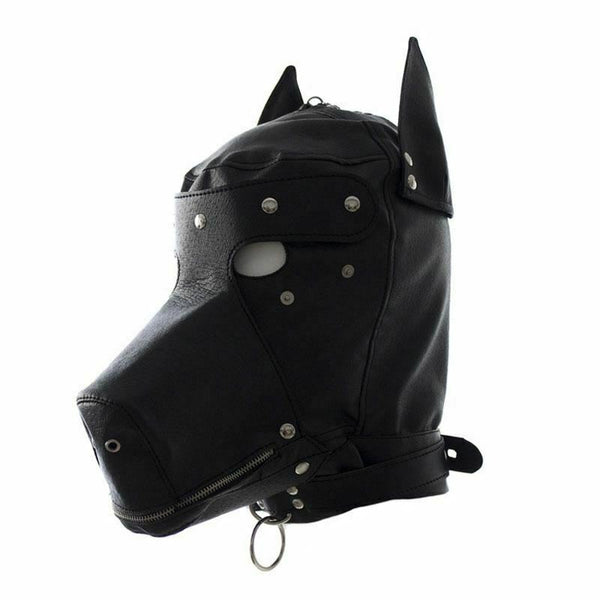 Black Dog Mask Full Hood Puppy Pet Play  Kink  Fetish Restraints Hoods