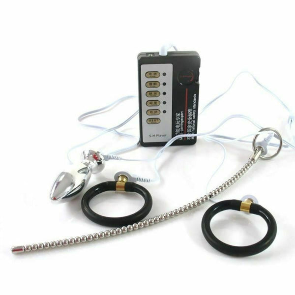 Black  Ring Anal Plug Urethral Sound Electric Electro Sex Stimulation Play  Rings