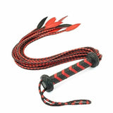 60Cm Black Red Brown Leather Flogger Braided Handle Tails Spanking Whip Bdsm