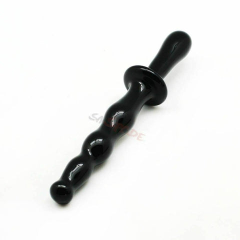 Anal Balls & Beads Black Glass Anal Beads Butt Plug Double Ended Dildo Bdsm Fetish