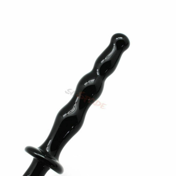 Black Glass Anal Beads Butt Plug Double Ended Dildo  Fetish Anal Balls & Beads