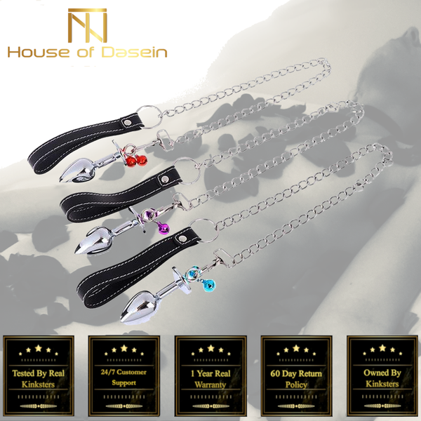 Small Metal Butt Rhinestone Leash Stainless Steel Anal Plug  Restraints Non Vibrating Butt Plugs