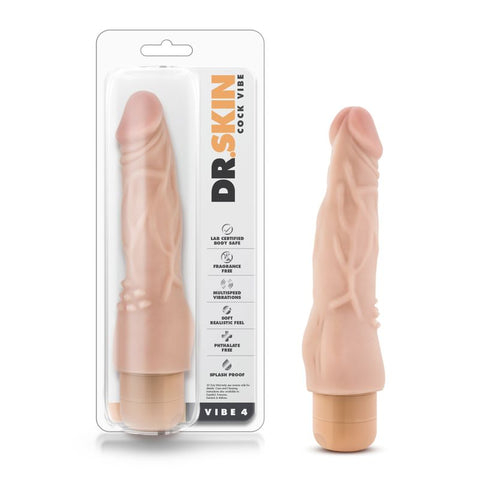 Dr Skin  Vibe 4 8In Vibrating Beige Dildos