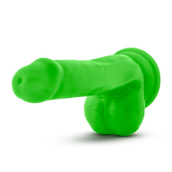 Neo Elite 6In Silicone Dual Density  With Balls Neon Green Dildos