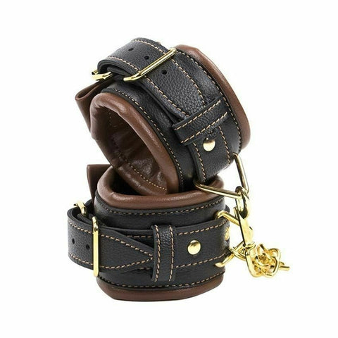 House Of Dasein Brown Black Leather Wrist Handcuffs  Kink  Fetish Restraints Cuffs & Shackles