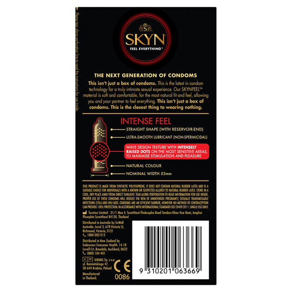 Skyn Intense Feel Condoms 10 Pc Latex