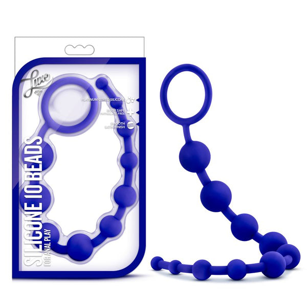 Luxe Silicone 10 Beads Indigo Anal Balls & Beads