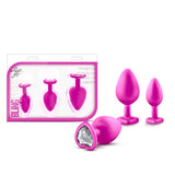 Luxe Bling Plugs Training Kit Pink With White Gems Non Vibrating Butt Plugs