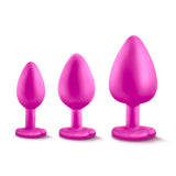 Luxe Bling Plugs Training Kit Pink With White Gems Non Vibrating Butt Plugs