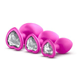 Luxe Bling Plugs Training Kit Pink With White Gems Non Vibrating Butt Plugs