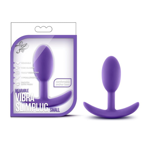 Luxe Wearable Vibra Slim Plug Small Purple Vibrating Butt Plugs