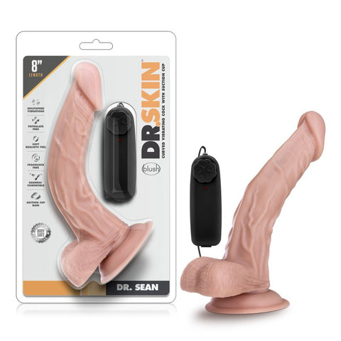 Dr Skin Sean 8In Vibrating  With Suction Cup Vanilla Dildos