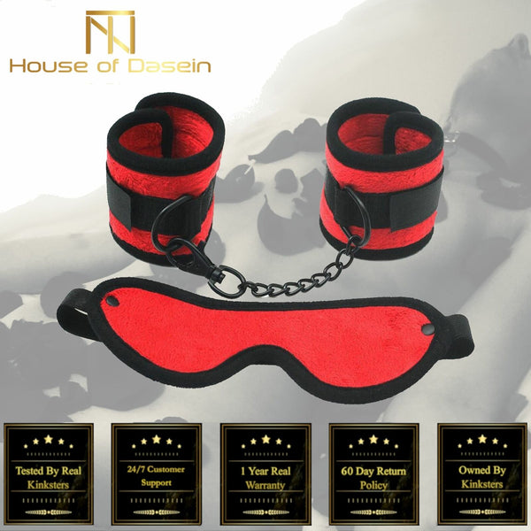 Red Soft Velvet Handcuffs Bedroom  Restraints  Beginners Kit  Starter Kits