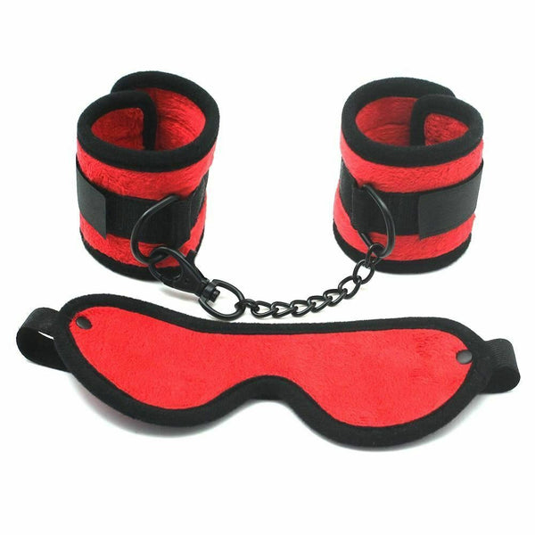 Red Soft Velvet Handcuffs Bedroom  Restraints  Beginners Kit  Starter Kits