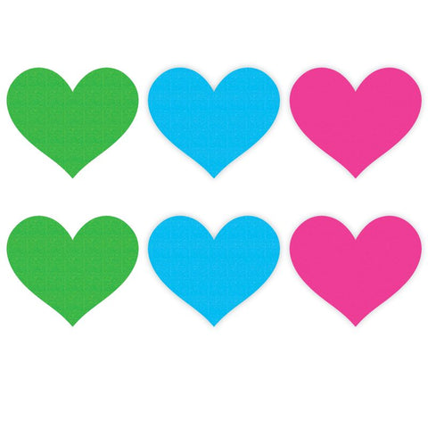 Neon Heart Pasties 3 Pk Green/Blue/Pink  Clothing