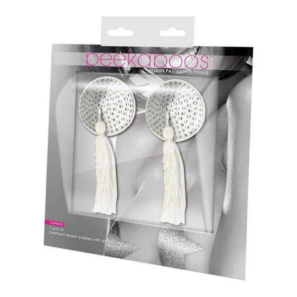 White Satin Stone And Tassel Pastie  Clothing