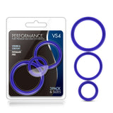 Performance Silicone  Ring 3 Pc Set Indigo  Rings