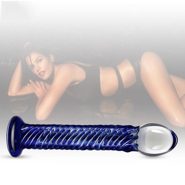 Glass Romance 7 Blue 7.5In Realistic Dildos
