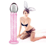 Glass Romance 7 Blue 7.5In Realistic Dildos