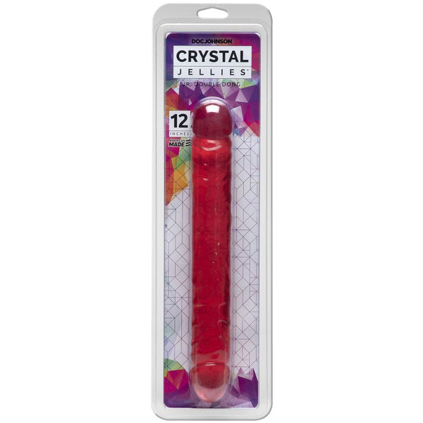12 Inch Doc Johnson Crystal Jellies Jr. Double Dildo Dong Pink Double Ended Dildos