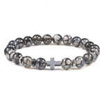 Bracelets Veile Studios Natural Stone Cross Beaded Bracelet Unisex Fashion Jewellery For Spirituality