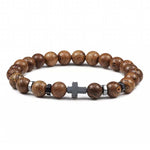 Bracelets Veile Studios Natural Stone Cross Beaded Bracelet Unisex Fashion Jewellery For Spirituality