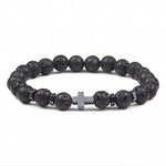 Bracelets Veile Studios Natural Stone Cross Beaded Bracelet Unisex Fashion Jewellery For Spirituality