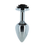 Black Rose 3In Metal Butt Plug Non Vibrating Butt Plugs