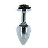 Black Rose 3In Metal Butt Plug Non Vibrating Butt Plugs
