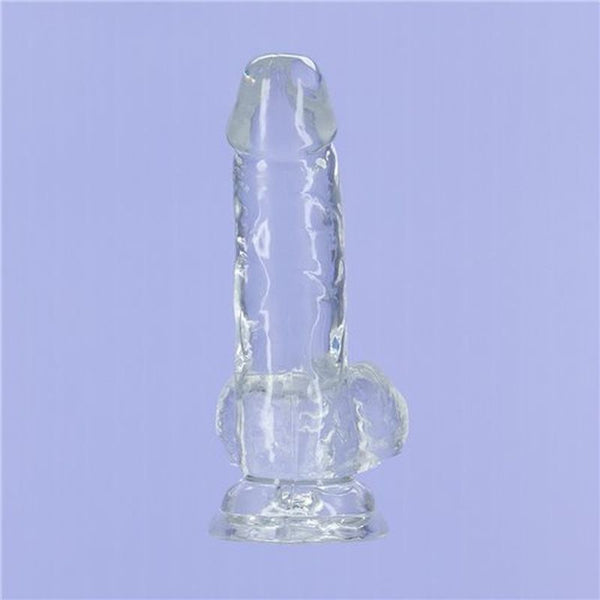 Crystal Dildo W Balls 6In Clear Dildos