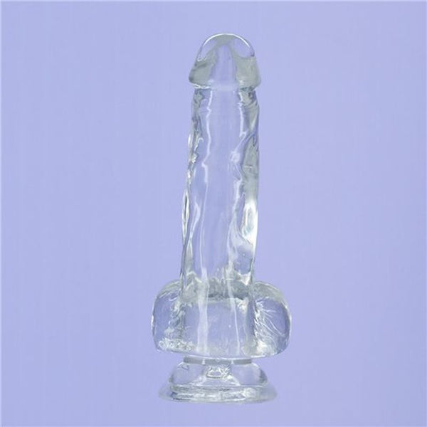 Crystal Dildo W Balls 8In Clear Realistic Dildos