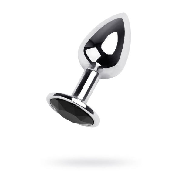 Silver Metal Anal Plug W Black Gem Small Non Vibrating Butt Plugs