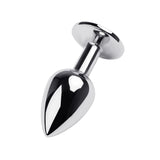 Silver Metal Anal Plug W Black Gem Small Non Vibrating Butt Plugs