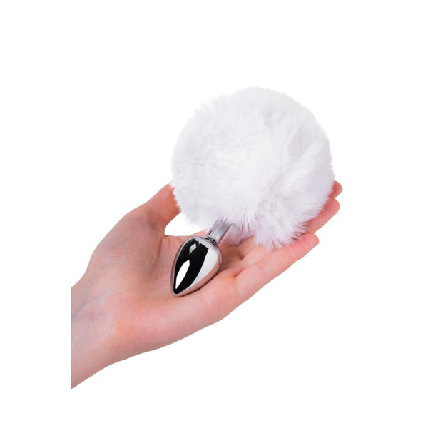 Silver Metal Anal Plug Small W White Tail Butt Plug Tails