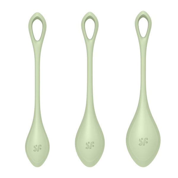 Satisfyer Yoni Power Balls 2 Green 3 Pc Set Kegel Exercisers